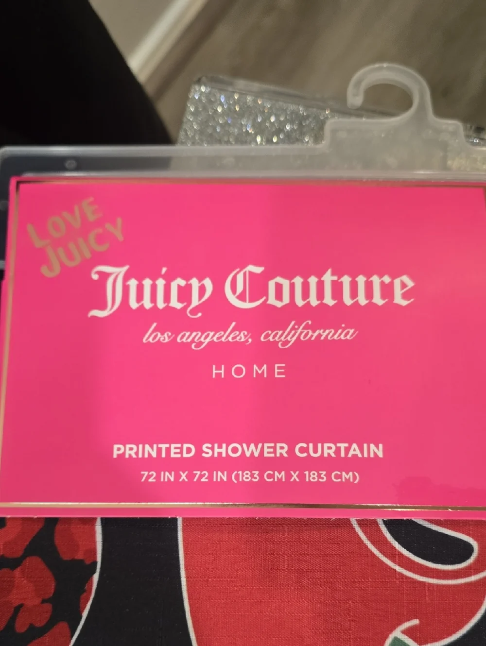 Juicy Couture Home Red Cherry & White Flower Print Shower Curtain
